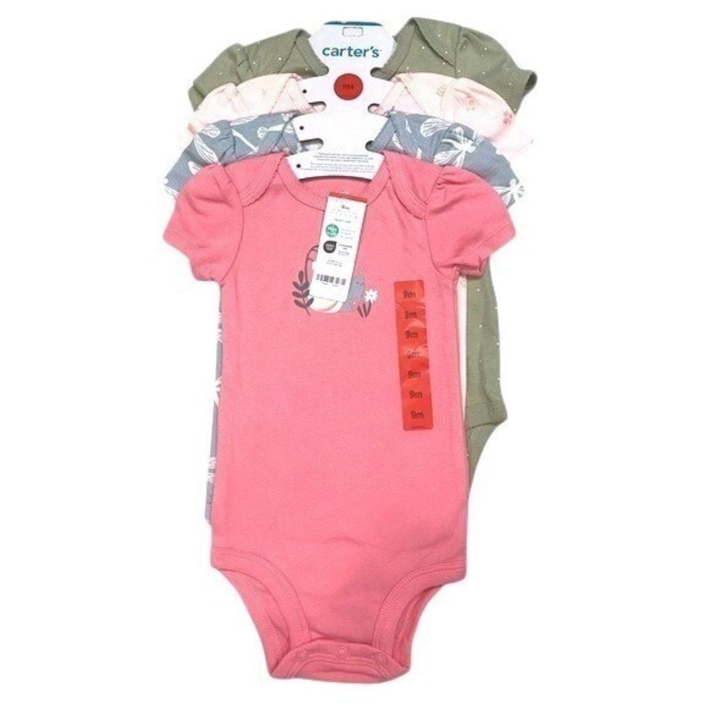 Carter's Baby Girl 4-pack Body Suit Pink,Blue,Green 9M New with‎ Tags